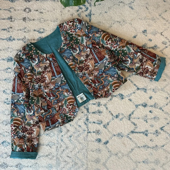Vintage Jackets & Blazers - Vintage Reversible handmade tapestry canvas jacket - Size L - made in Canada